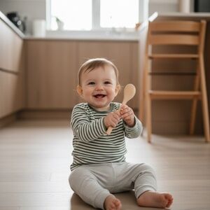 Colored Organics cotton long sleeve green and white striped shirt size 12-18m